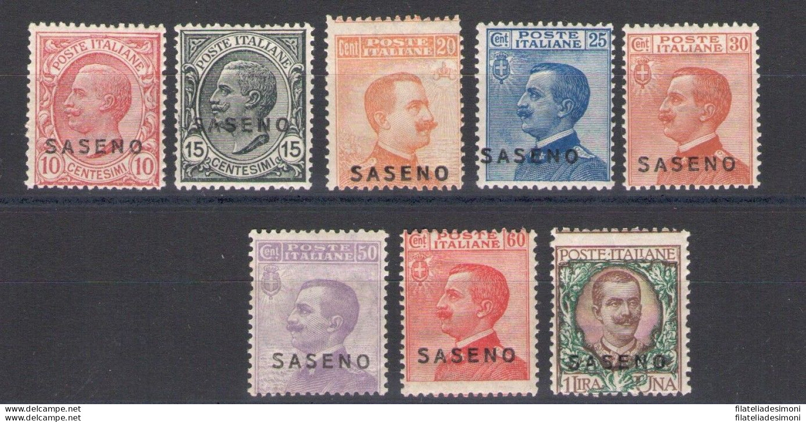 1923 SASENO, Francobolli D' Italia Soprastampati, N. 1/8, 8 Valori, MNH** - Oltre Giuba