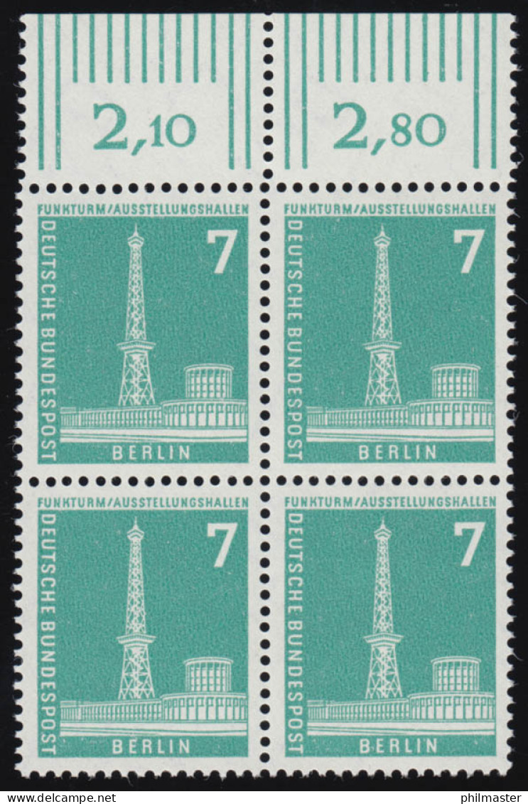 142w Stadtbilder 7 Pf OR-Viererbl. ** Postfrisch - Unused Stamps