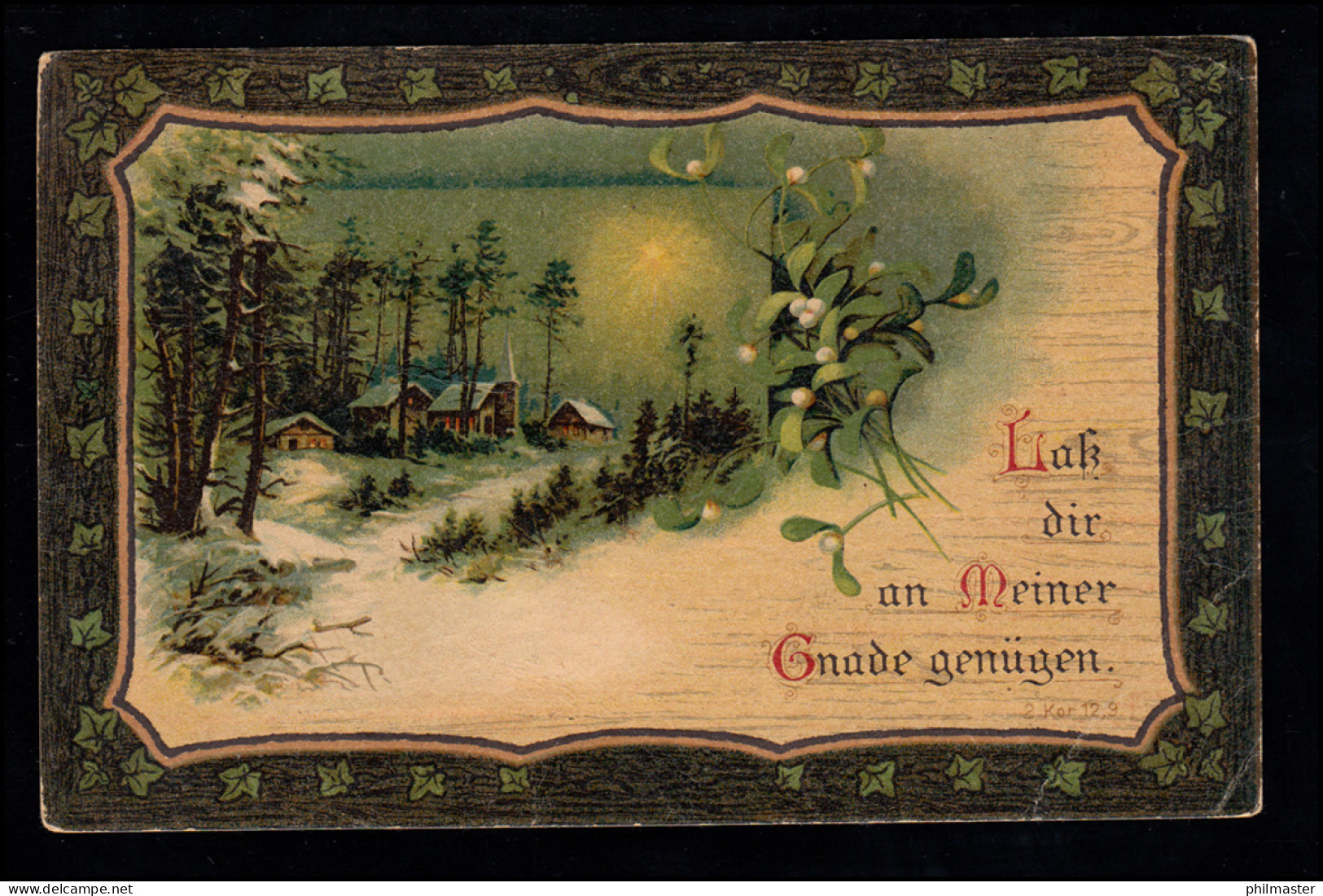 Lyrik-AK Psalm 2. Kor. 12,9. Laß Dir An Meiner Gnade Genügen. Bahnpost 1919 - Autres & Non Classés