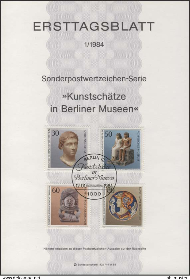 ETB 01/1984 Kunstschätze In Berliner Museen - 1st Day – FDC (sheets)