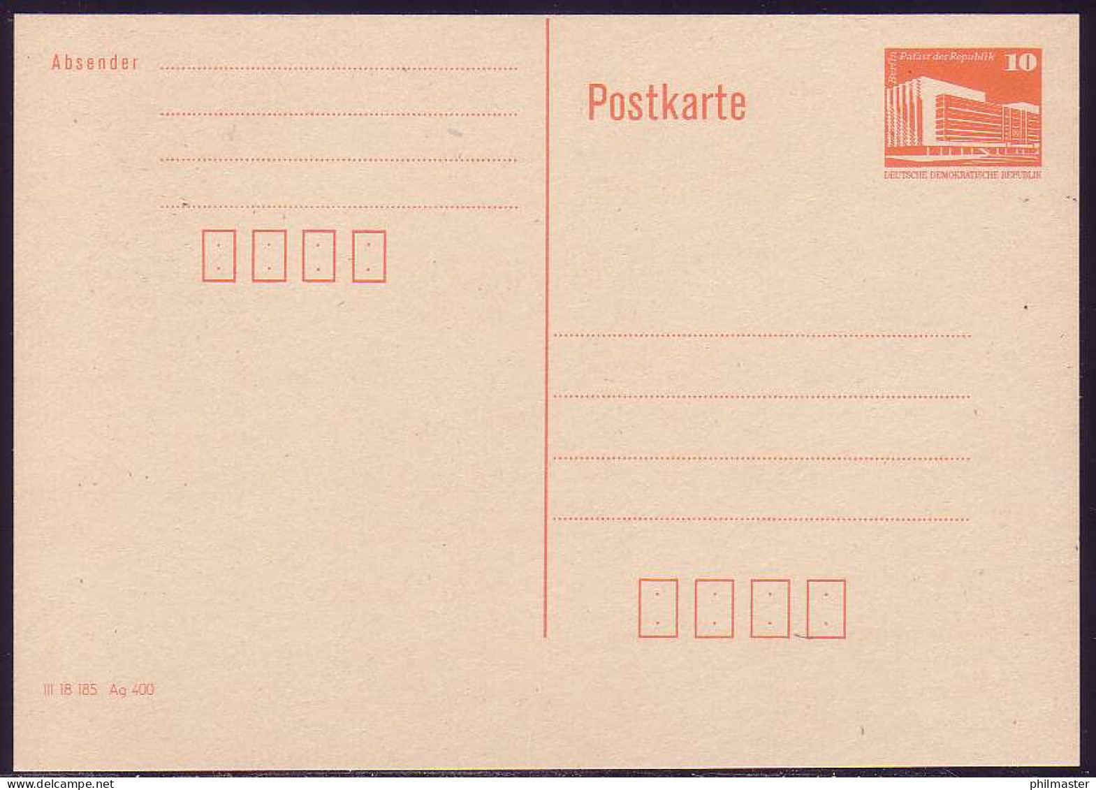 P 86II Bauwerke Klein 10 Pf Palast Der Republik, Orange 1986, Mit DV. Postfrisch - Otros & Sin Clasificación