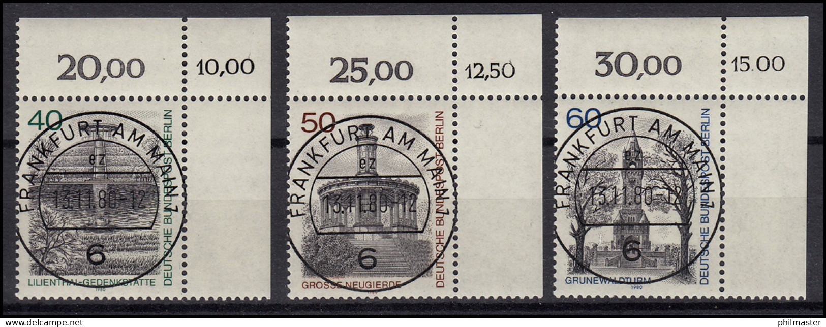 634-636 Berlin Ansichten 1980, 3 Werte Komplett - Satz Mit KBWZ O FfM - Usados