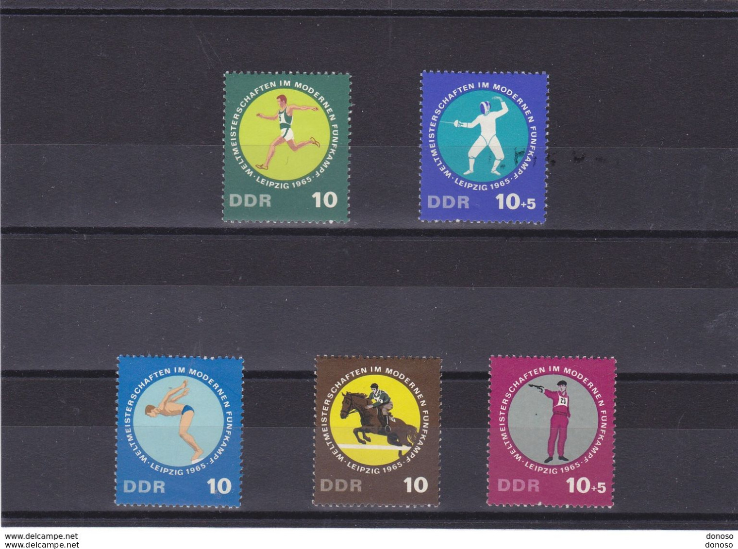 RDA 1965 Pentathlon, équitation, Cross, Natation, Escrime, Tir Yvert 833-837 NEUF** MNH Cote Yv 6 Euros - Unused Stamps