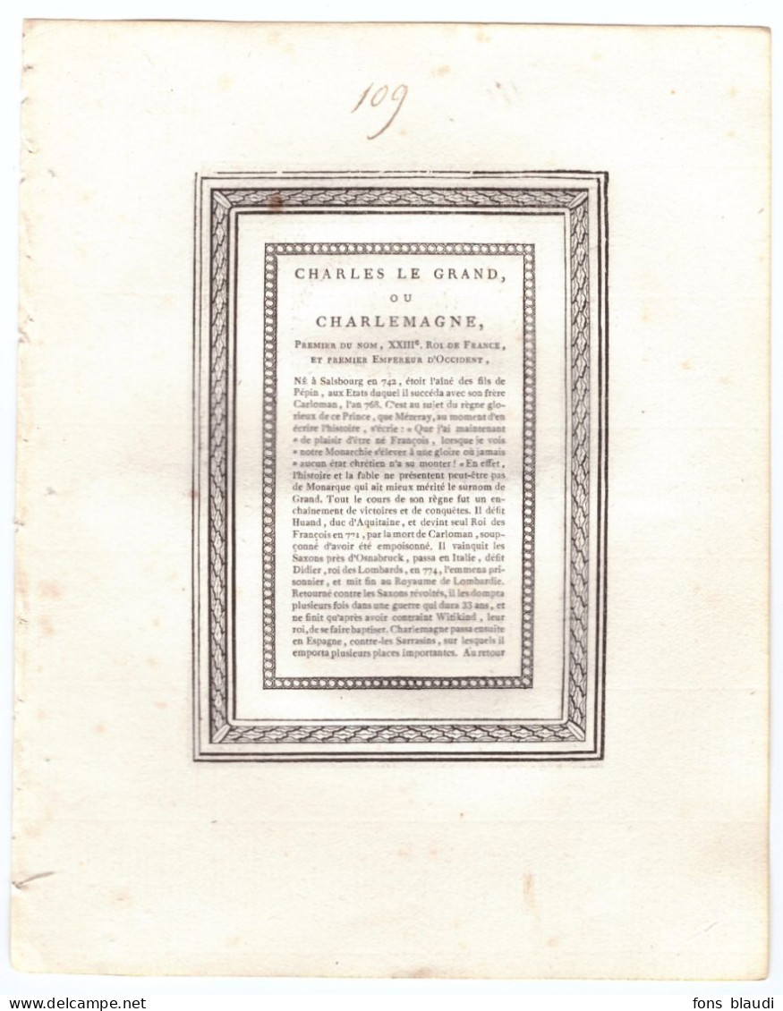 18ème Siècle - Gravure Sur Cuivre - Portrait De Charlemagne (? - Aix-la-Chapelle 841) Empereur - Prenten & Gravure