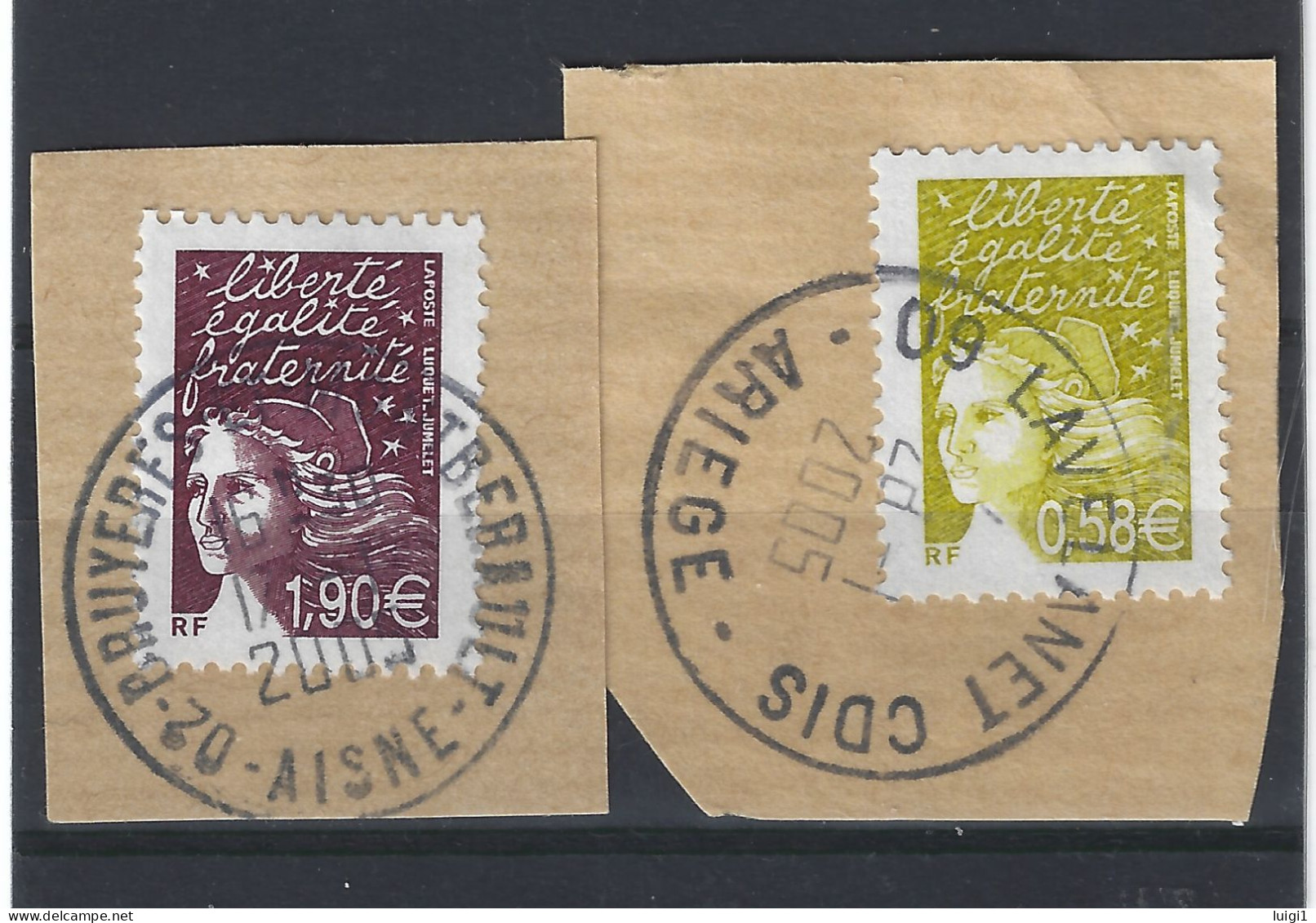 FRANCE - Marianne De LUQUET RF . Y&T N° 3570 Et 3575. Très Belles Oblitérations Sur Fragments. TB - 1997-2004 Marianne Of July 14th