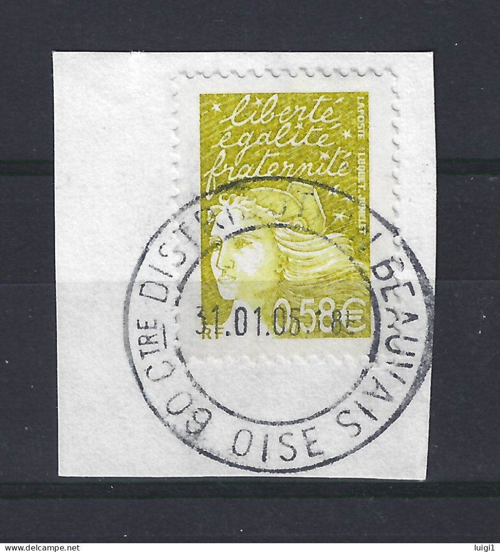 FRANCE - Marianne De LUQUET RF . Y&T N° 3570 - 0,58 € Jaune-olive. Très Belle Oblitération Sur Fragment. TB - 1997-2004 Marianne Du 14 Juillet