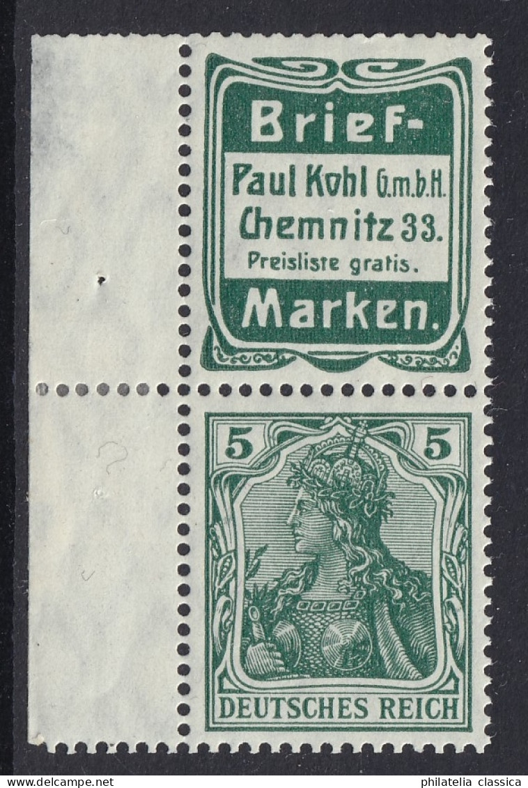 Zusammendruck S 1.10 (R10), Germania Reklame KOHL, Postfrisch, Selten, 700,-€ - Postzegelboekjes & Se-tenant