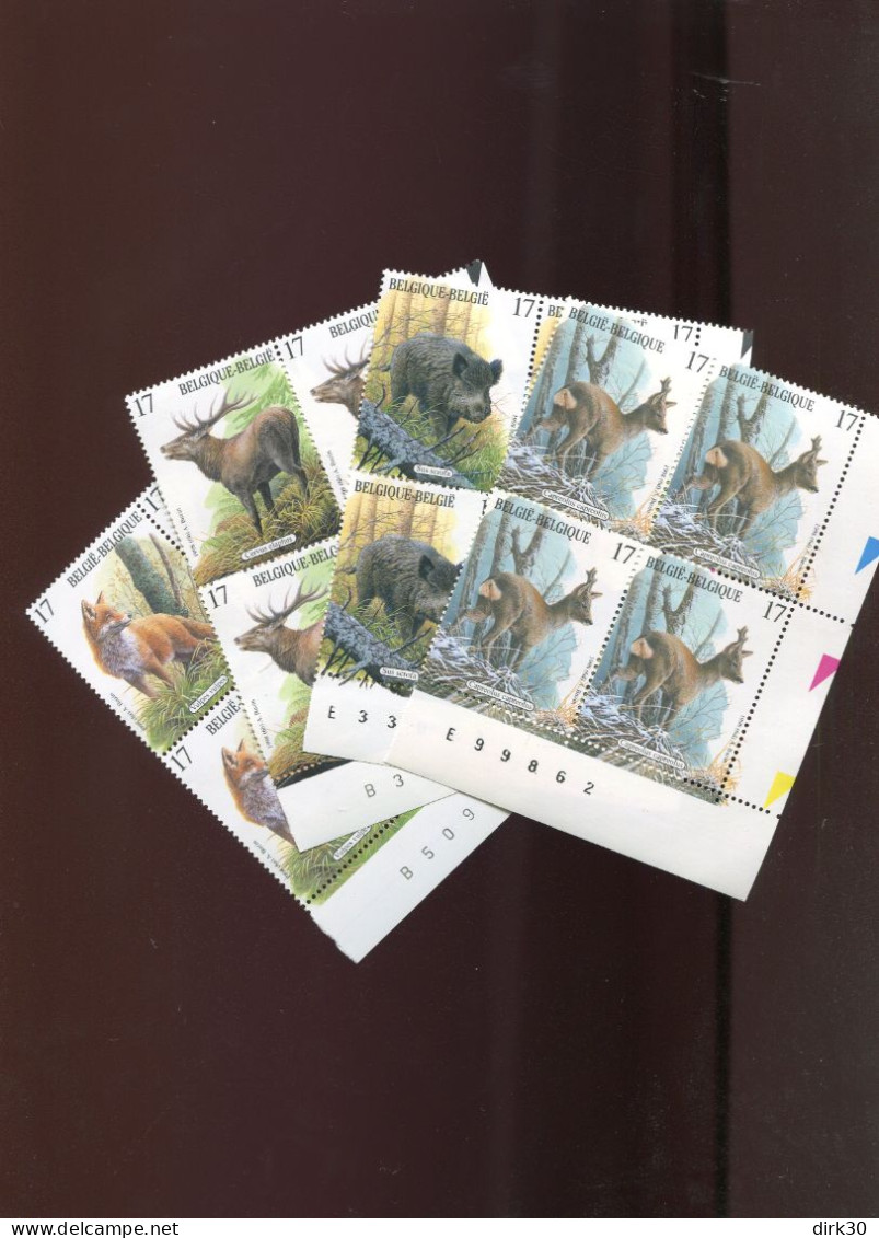 Belgie 2748/51 Buzin Fox Deer Boar Margin Stamps Blocks Of 4 MNH - Neufs