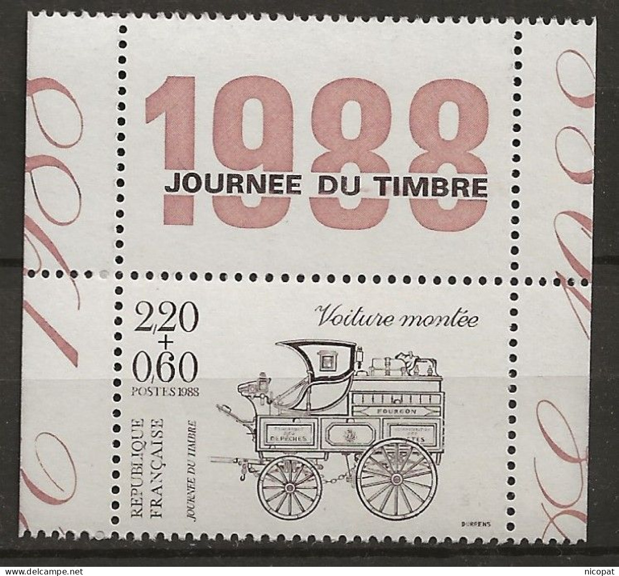 FRANCE MNH ** 2526 Avec Vignette Journée Du Timbre Voiture Montée - Unused Stamps