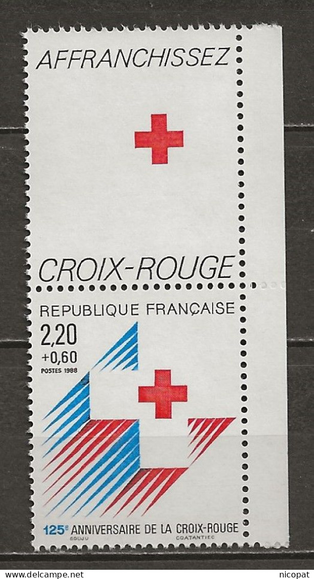 FRANCE MNH ** 2555a Avec Vignette Anniversaire De La Croix Rouge Emblème - Neufs