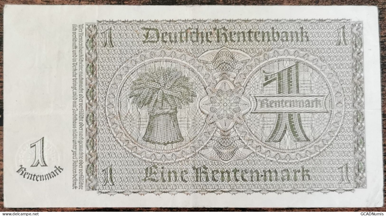 Billet Allemagne 1 Rentenmark 15 - 10 - 1923 / Rentenmarkscheine - 1 Rentenmark