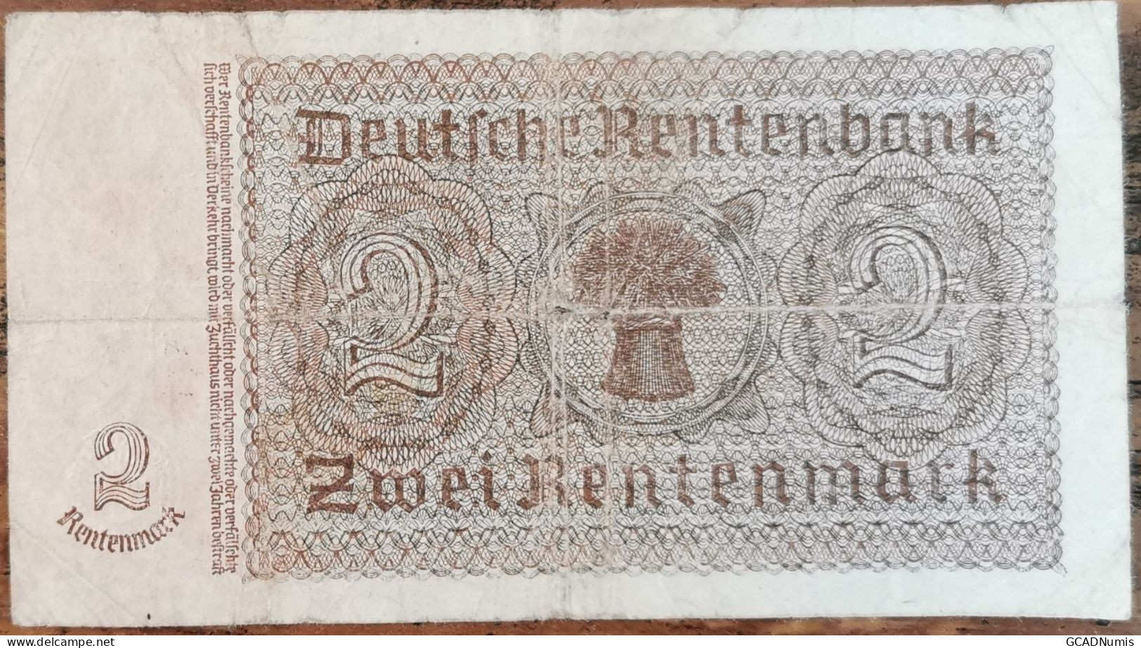Billet Allemagne 2 Rentenmark 15 - 10 - 1923 / Rentenmarkscheine - 2 Rentenmark