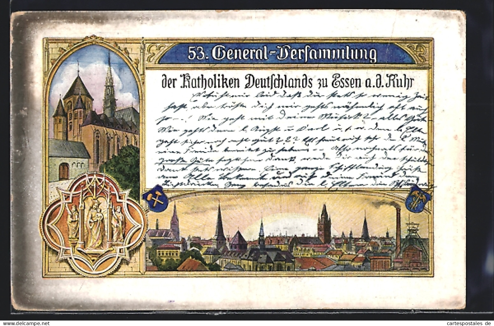Künstler-AK Essen A. D. Ruhr, 53. General-Versammlung Der Katholiken Deutschlands 1906, Teilansicht, Kirche  - Essen