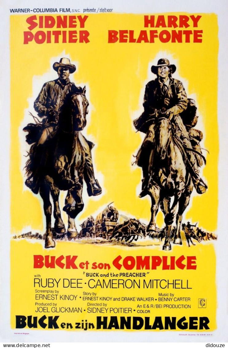 Cinema - Buck Et Son Complice - Sidney Poitier - Harry Belafonte - Chevaux - Illustration Vintage - Affiche De Film - CP - Affiches Sur Carte
