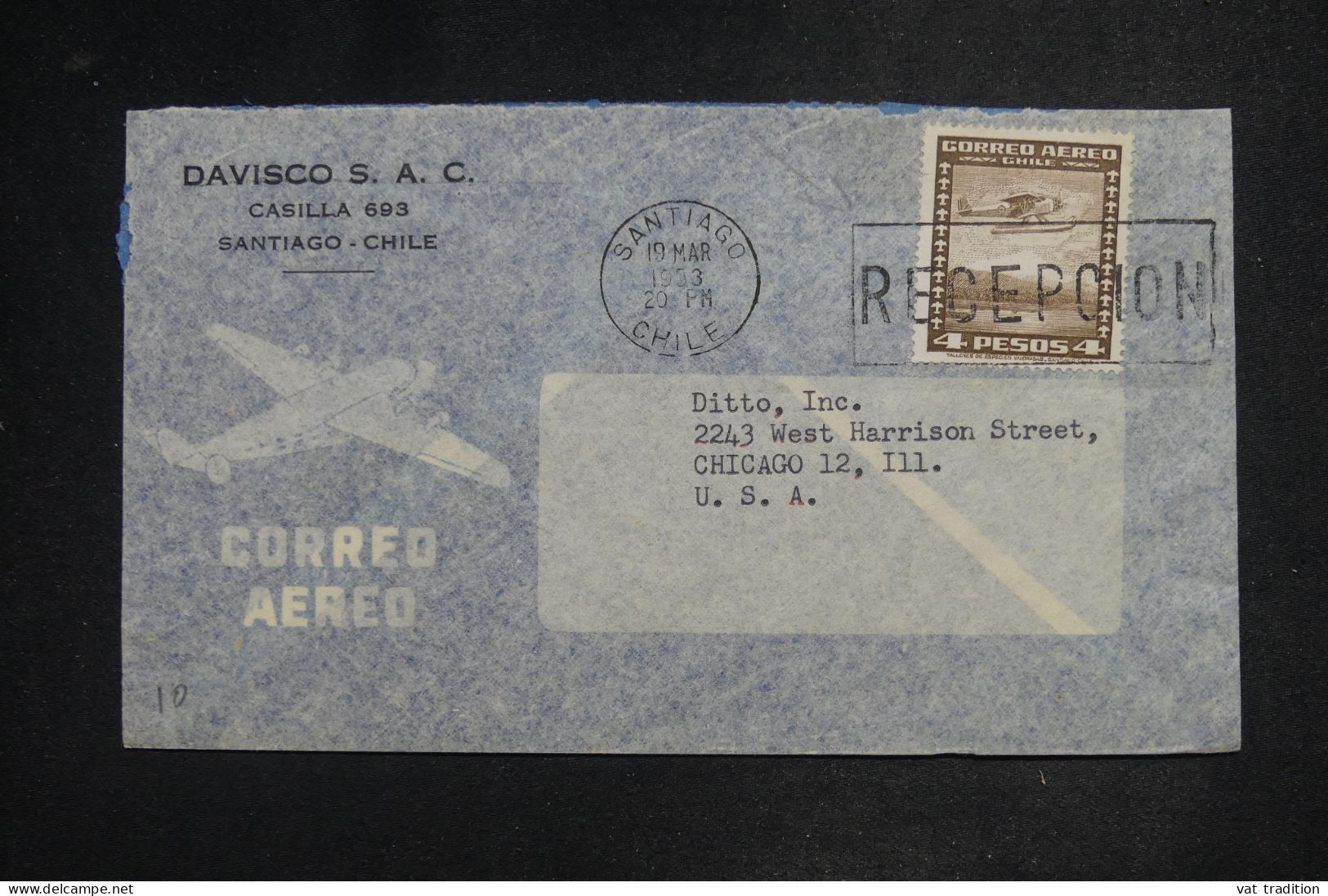 CHILI - Lettre Par Avion > Les USA - 1953 - A 2948 - Chile