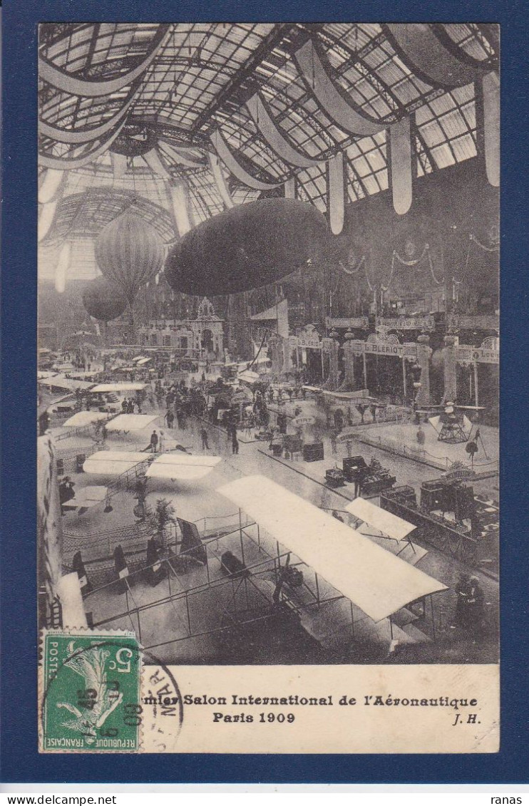 CPA Aviation > Montgolfières Exposition Grand Palais 1909 Circulée - Fesselballons