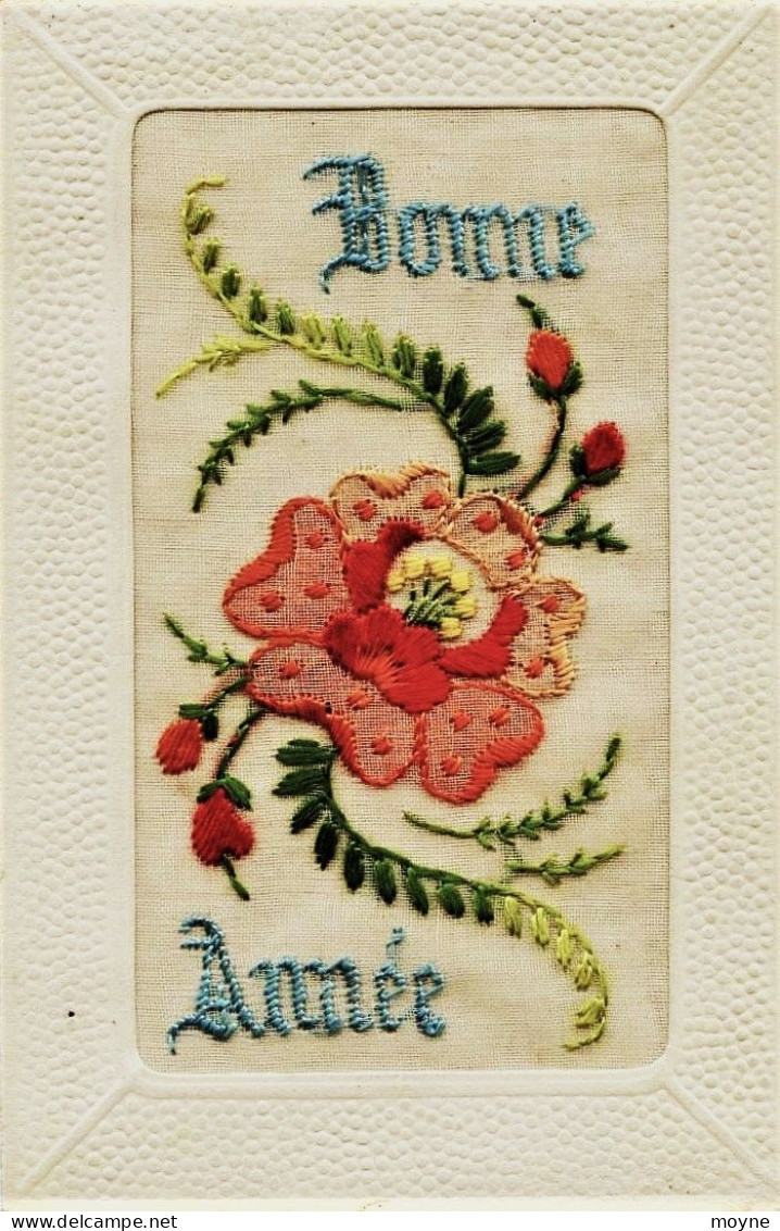 2192 - SUPERBE CARTE BRODEE -  BONNE  ANNEE  - - Embroidered