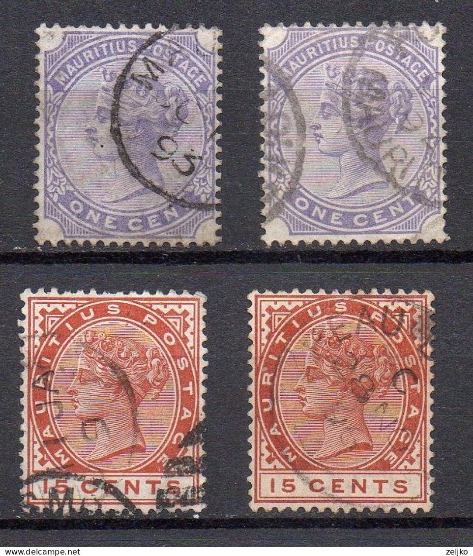 Mauritius, Used, 1885-857, Michel 80, 81, Queen Victoria, Colors - Maurice (...-1967)