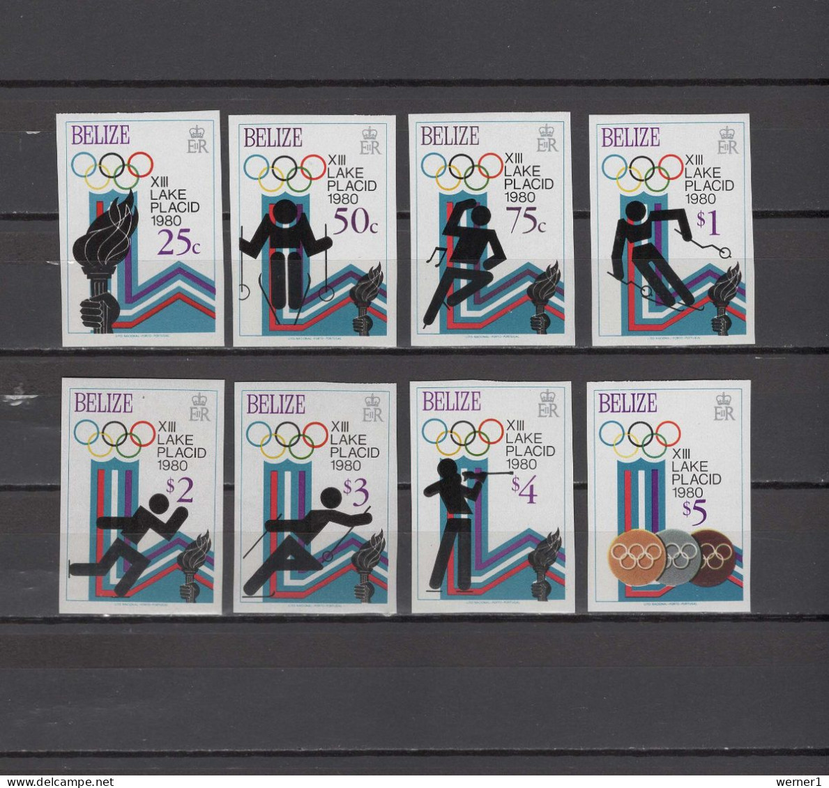 Belize 1979 Olympic Games Lake Placid Set Of 8 Imperf. MNH -scarce- - Winter 1980: Lake Placid