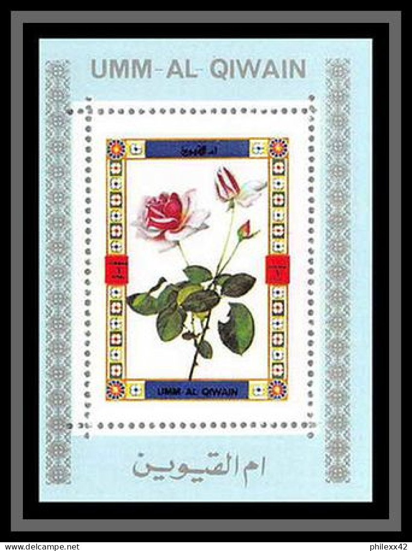 0006/ Umm Al Qiwain Deluxe Blocs ** MNH Michel N° 1434 / 1449 Fleurs (plants - Flowers) Roses Tirage Bleu - Umm Al-Qiwain