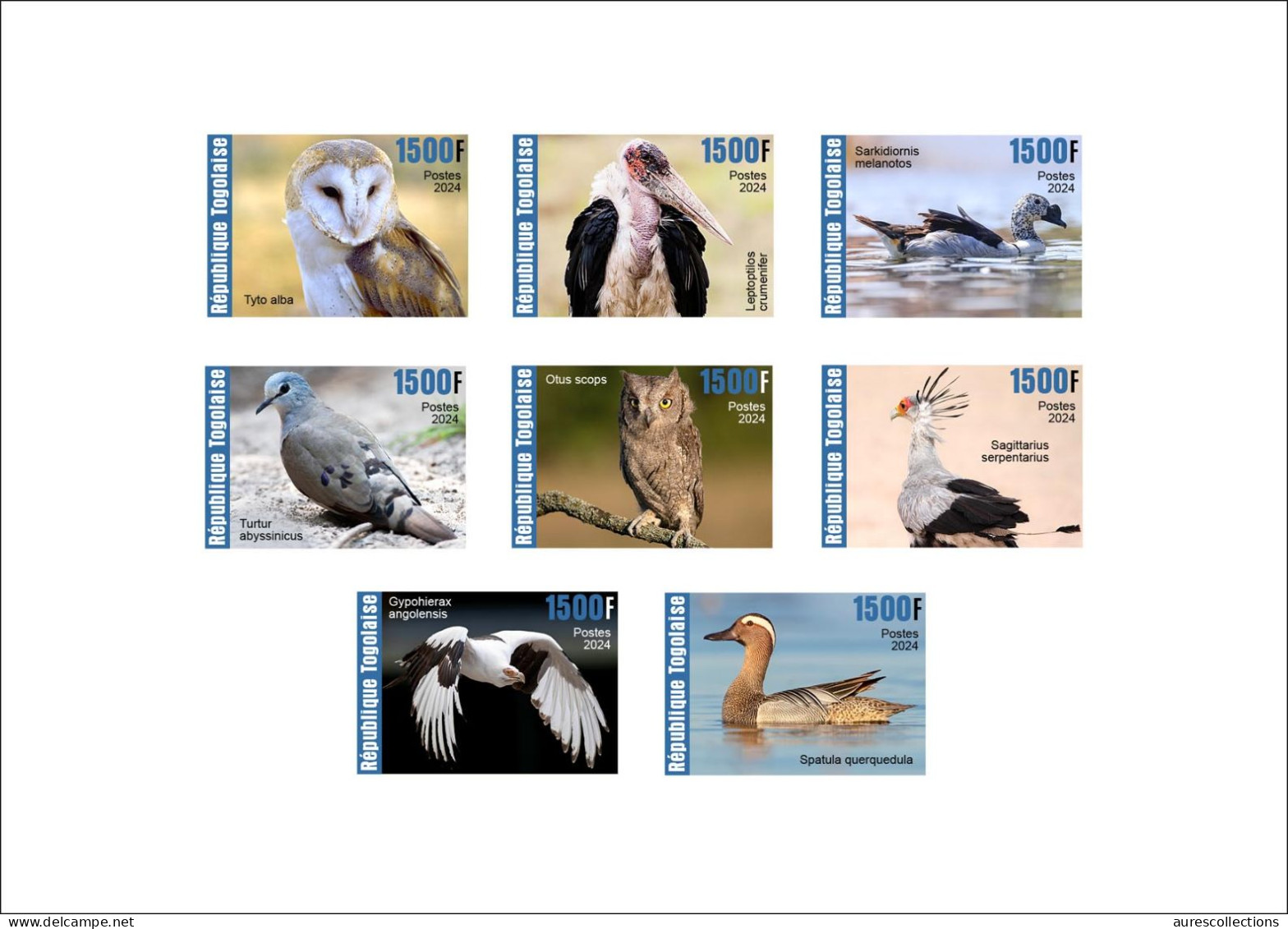 TOGO 2024 SET 2 DELUXE PROOF - REG & OVERPRINT - BIRDS OISEAUX - DUCK DUCKS BARN OWL OWLS SECRETARY BIRD EAGLES DOVES - Uilen