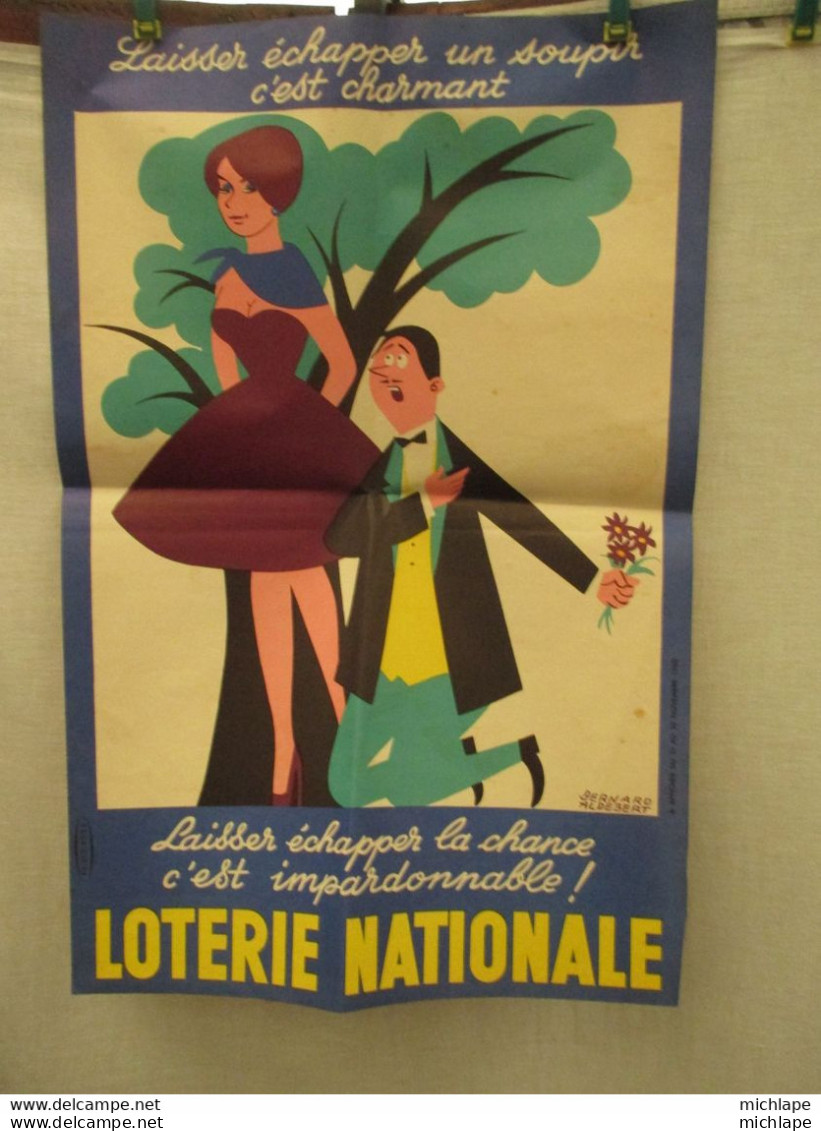 Affiche  Originale 1960 De Bernard Aldebert Pour La Lotterie  Nationale  - 60 Cm Par 40 Cm  Bon état - Affiches