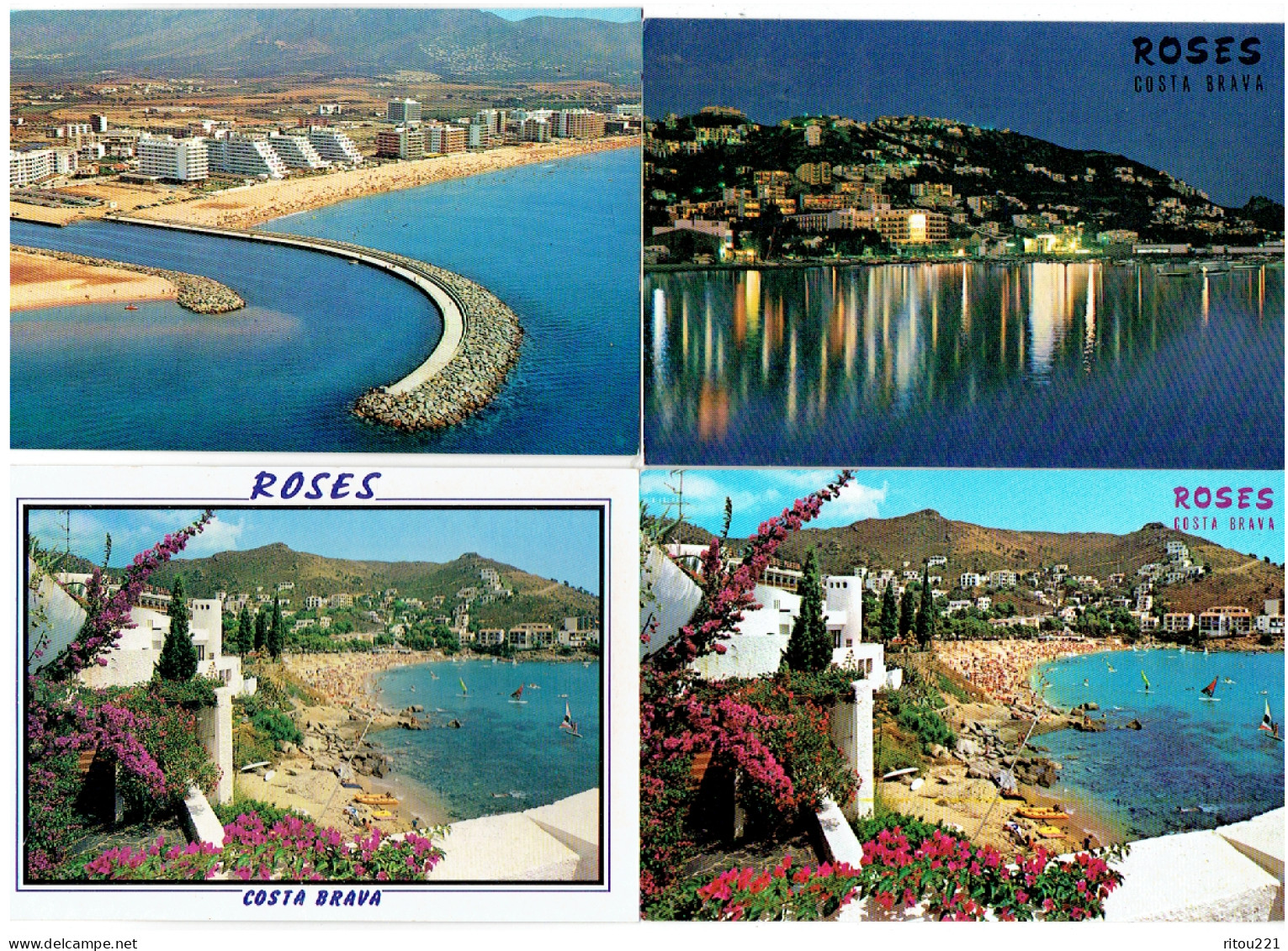 Lot 5 Cpm - Espagne - Costa BRAVA - ROSAS - - ROSES - Bateau Immeuble Canal - Gerona