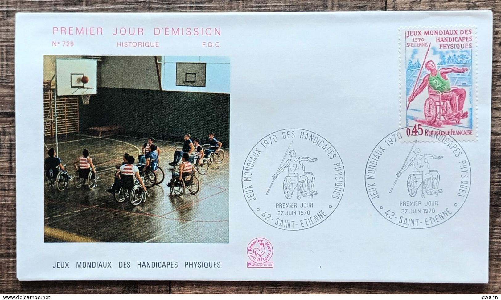 FDC 1970 - YT N°1649 - JEUX MONDIAUX DES HANDICAPES PHYSIQUES - SAINT ETIENNE - 1970-1979