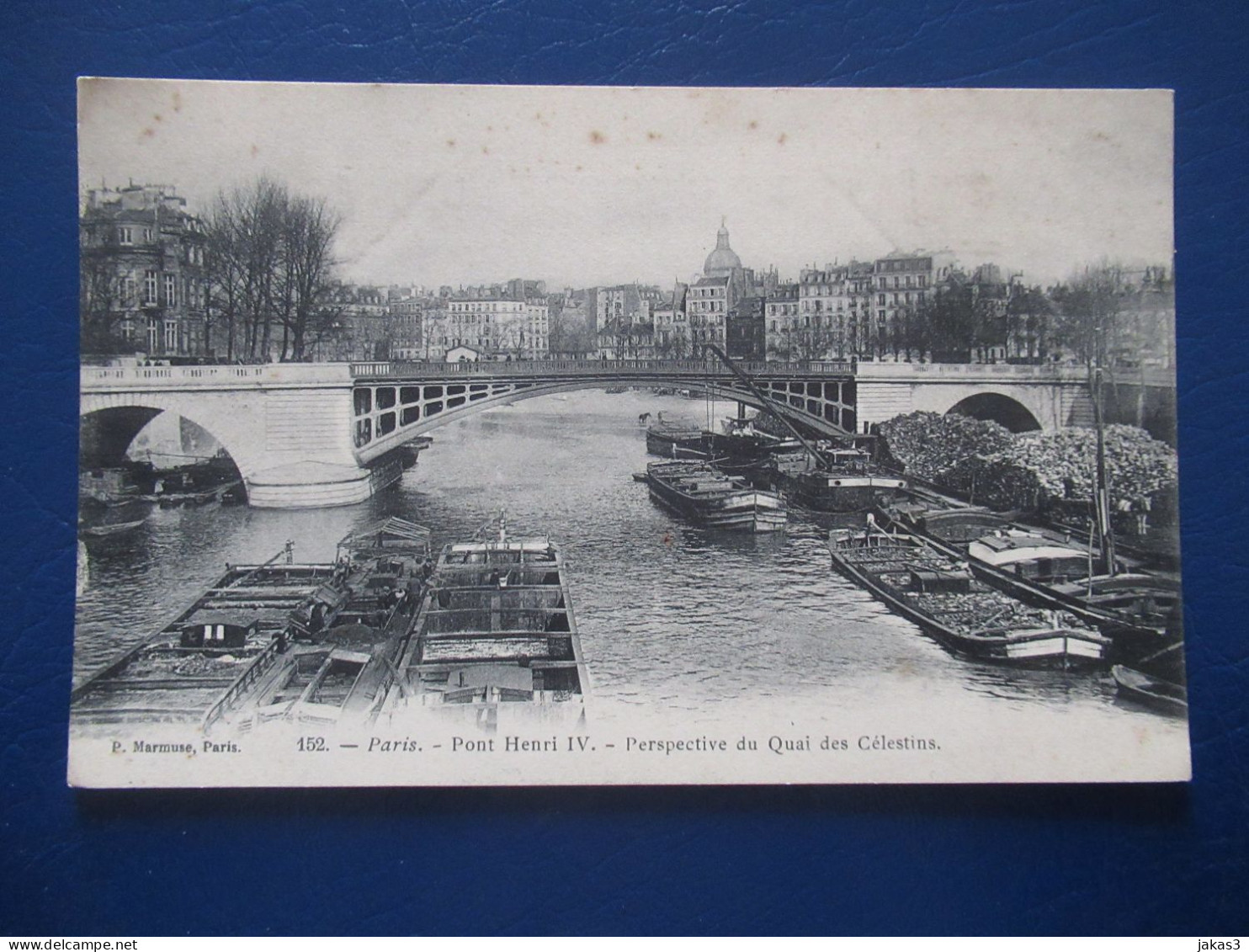 CPA CARTE POSTALE PÉNICHE  SUR LA SEINE A PARIS AU QUAI DES CÉLESTINS . - Péniches