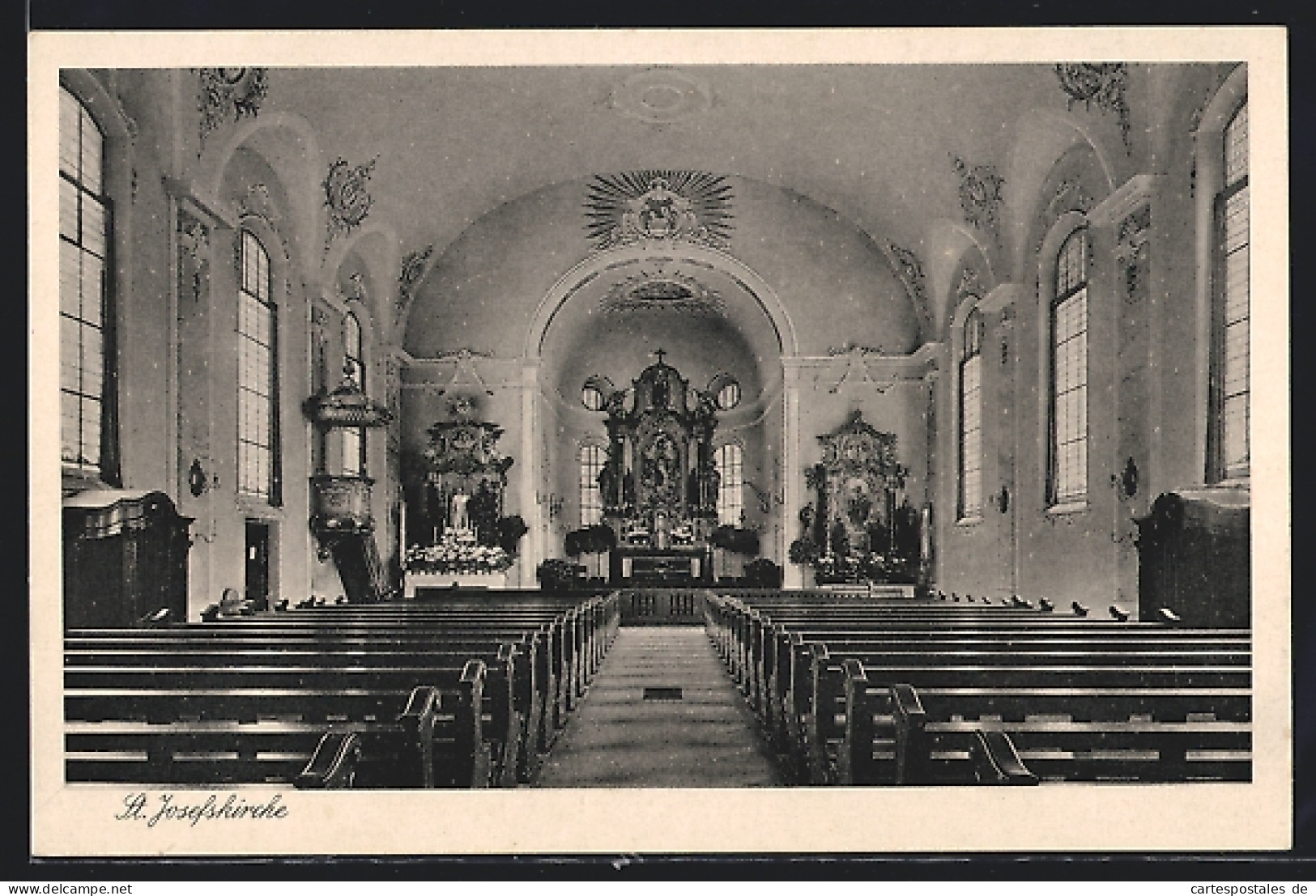 AK Herten /Baden, St. Josefskirche, Innenansicht  - Baden-Baden