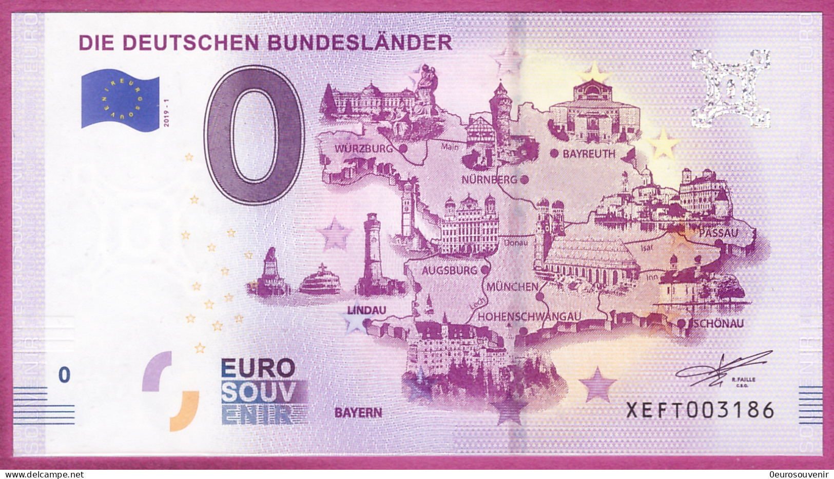 0-Euro XEFT 2019-1 DIE DEUTSCHEN BUNDESLÄNDER - BAYERN I. - Private Proofs / Unofficial