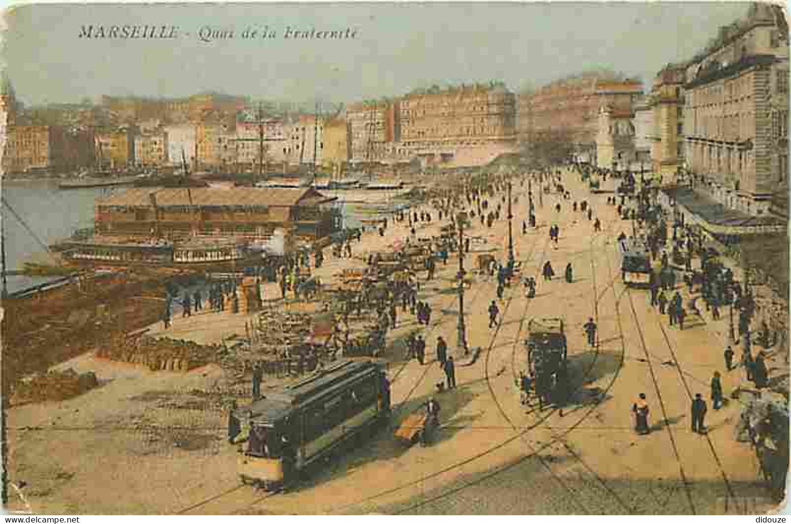 13 - Marseille - Quai De La Fraternité - Animée - Colorisée - Tramway - Oblitération Ronde De 1903 - Etat Pli Visible -  - Joliette, Port Area