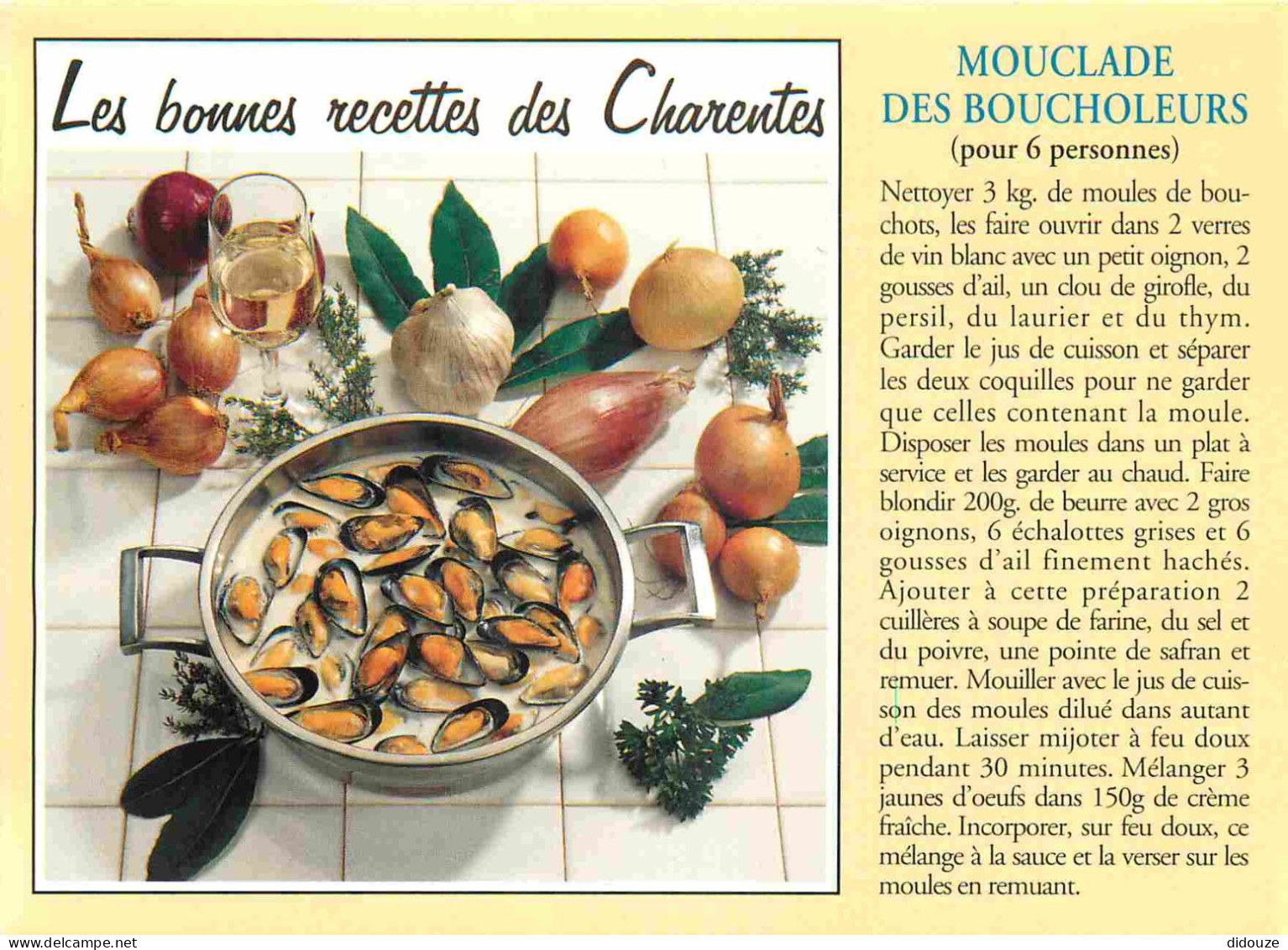 Recettes De Cuisine - Mouclade Des Boucholeurs - Charente - Gastronomie - CPM - Carte Neuve - Voir Scans Recto-Verso - Recettes (cuisine)