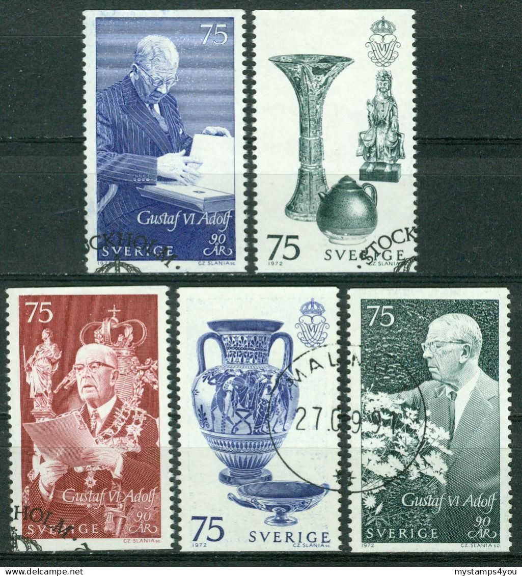 Bm Sweden 1972 MiNr 781-785 Used | King Gustaf VI Adolf's 90th Birthday #kar-1005-1 - Oblitérés