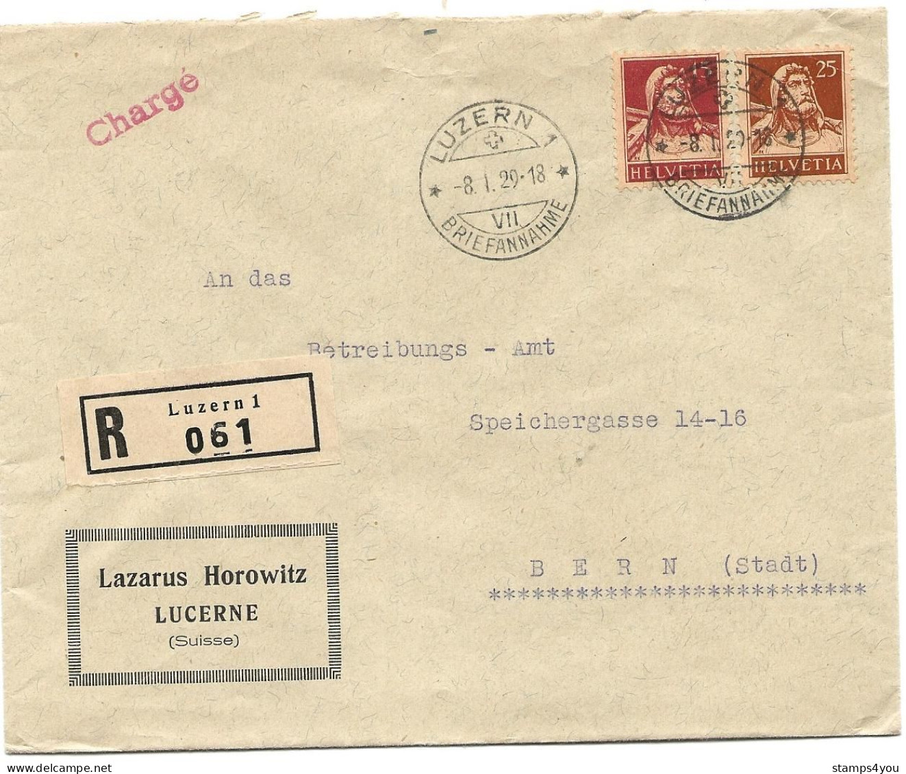 169 - 91 - Enveloppe Recommandée Envoyée De Luzern 1929 - Bel Affranchissement - Briefe U. Dokumente