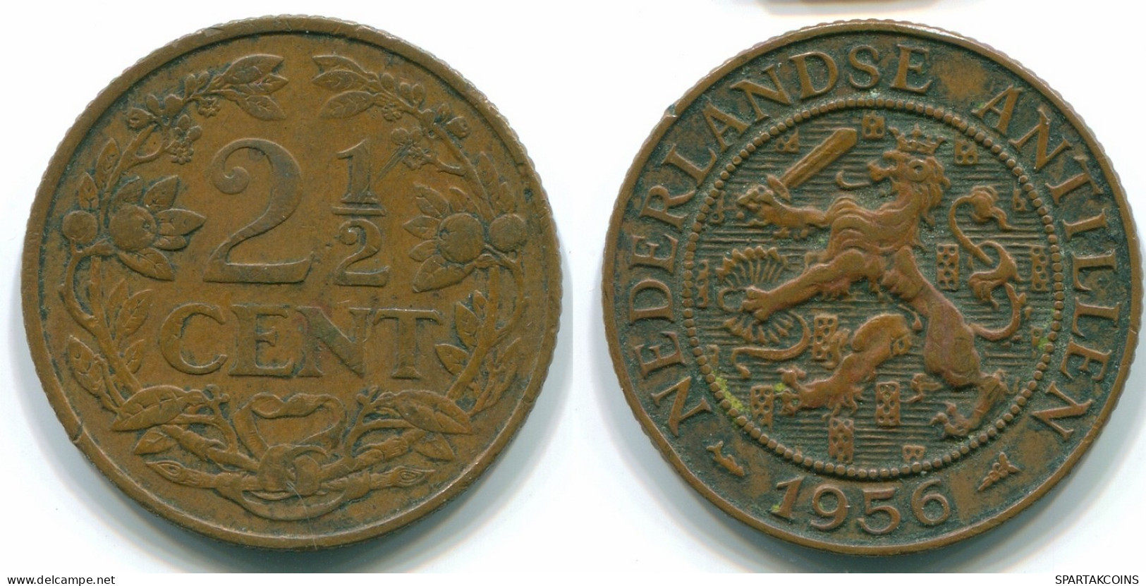 2 1/2 CENT 1956 CURACAO NÉERLANDAIS NETHERLANDS Bronze Colonial Pièce #S10166.F.A - Curaçao