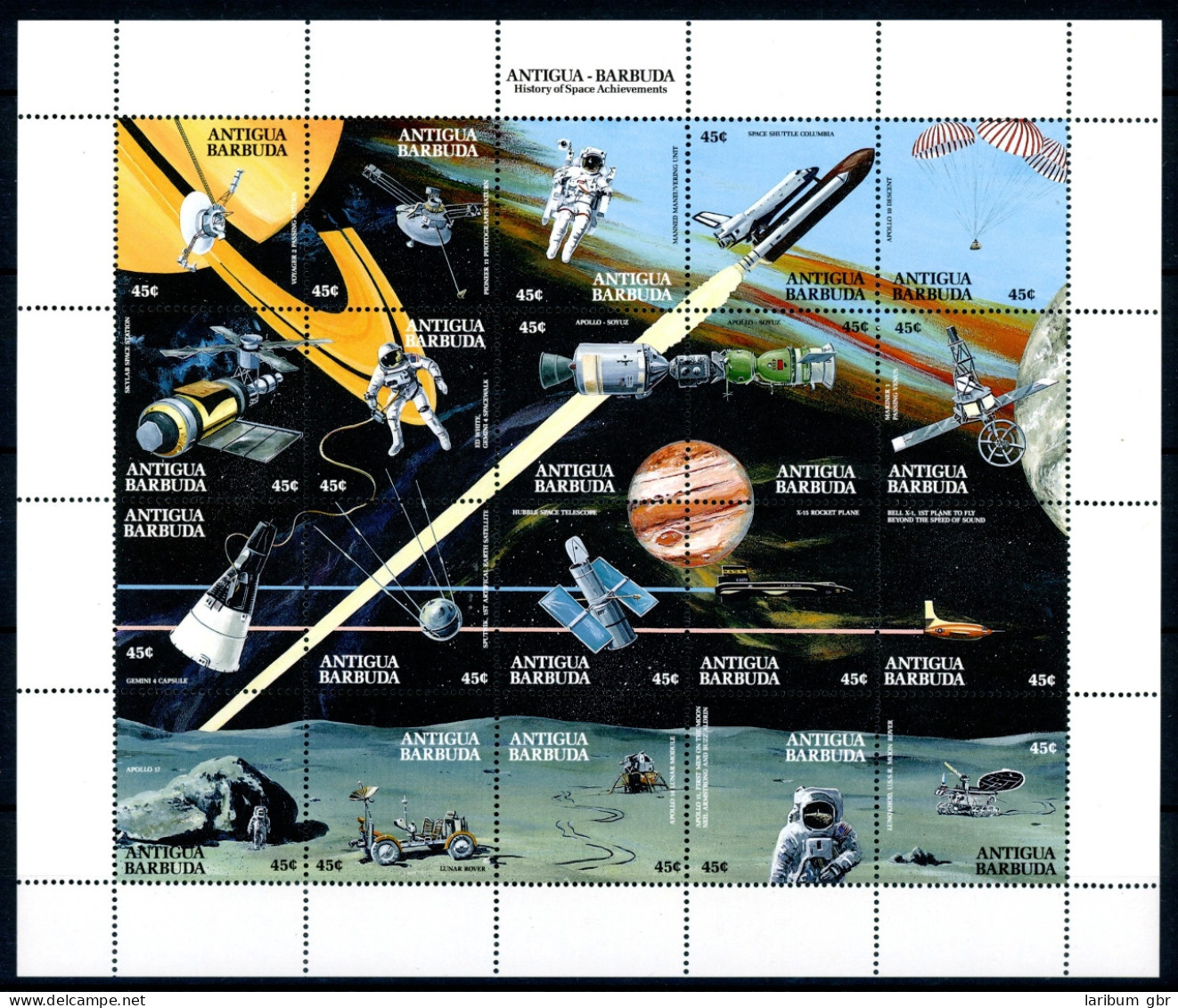 Antigua Und Barbuda ZD-Bogen 1368-1387 Postfrisch Weltraum #IX291 - Antigua And Barbuda (1981-...)