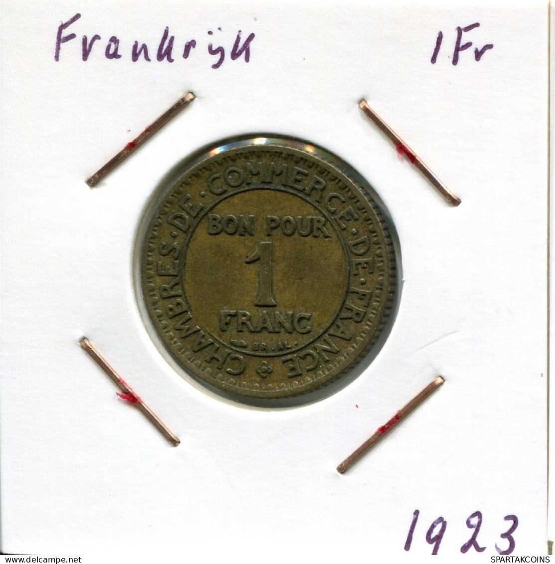 1 FRANC 1923 FRANKREICH FRANCE Chambers Of Commerce Französisch Münze #AM528.D.A - 1 Franc