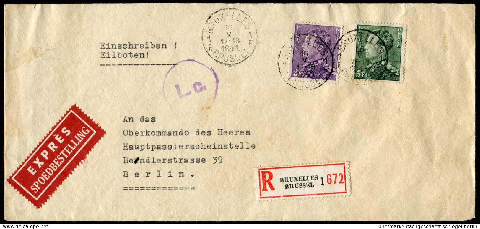 Berliner Postgeschichte, 1941, Belgien, Brief - Briefe U. Dokumente