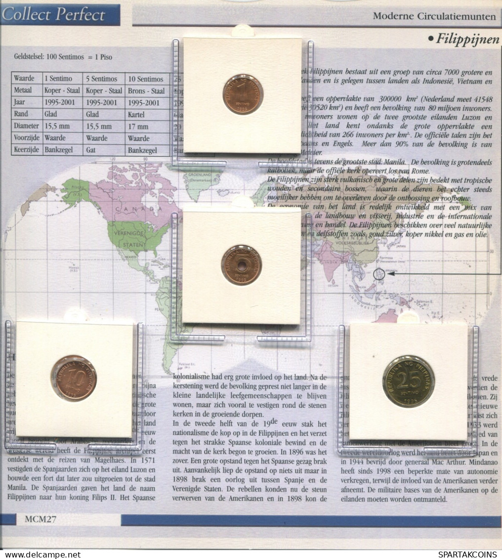 PHILIPPINES 1995-2001 Coin SET 1. 5. 10. 25 SENTIMOS UNC #SET1204.5.U.A - Filippijnen