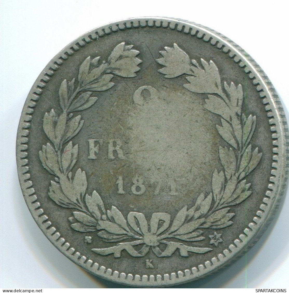 2 FRANCS 1871 K (Small K) FRANKREICH CERES Low Mintage SILBER F/VF #FR1068.39.D.A - 2 Francs