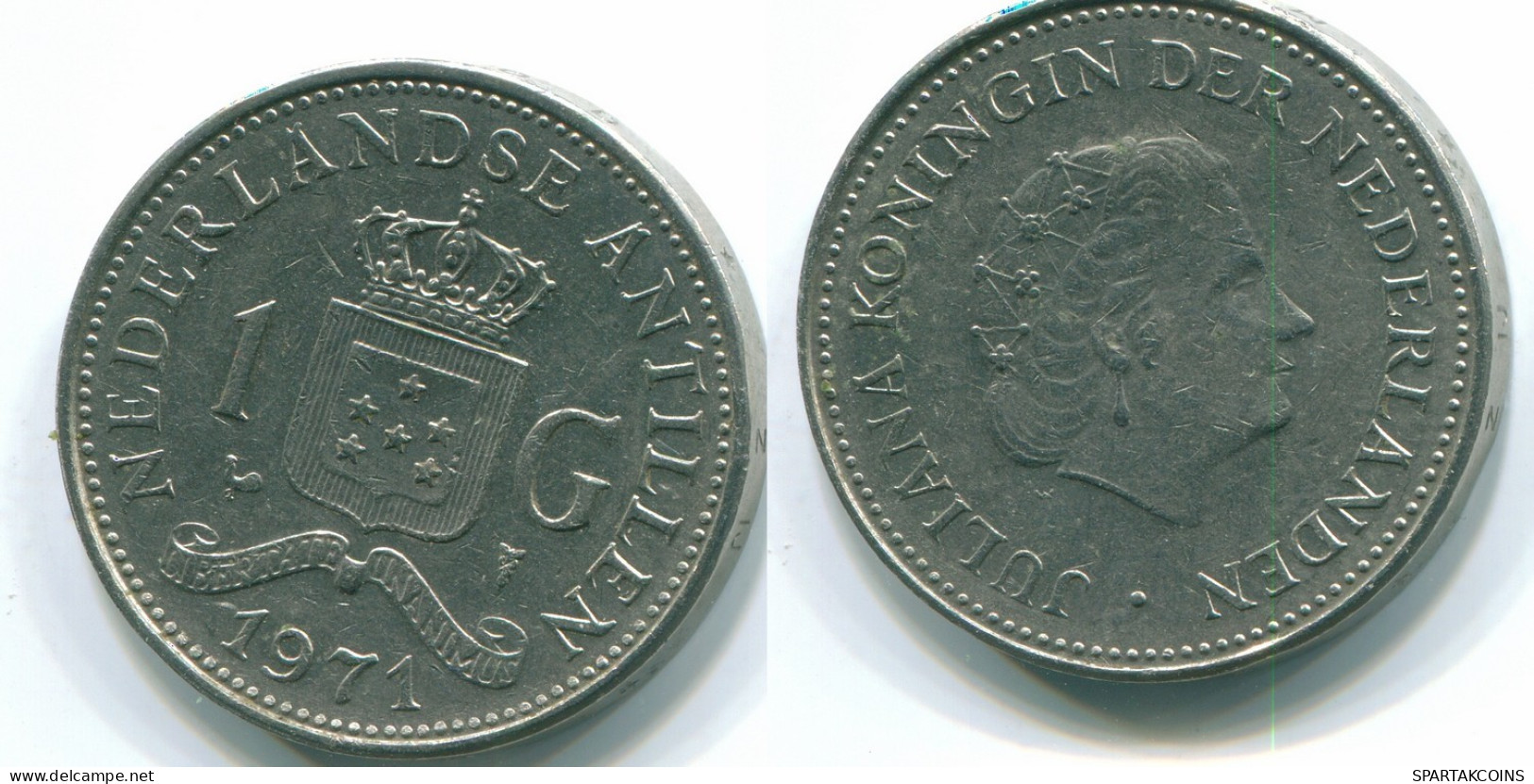 1 GULDEN 1971 ANTILLES NÉERLANDAISES Nickel Colonial Pièce #S11971.F.A - Netherlands Antilles