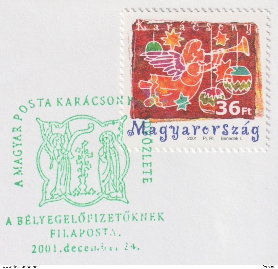 CHRISTMAS Gift FDC For Stamp Collectors Subscriber RRR!!! Angel Horn Teddy Bear Bicycle 2001 Hungary FILAPOSTA Postmark - Christmas