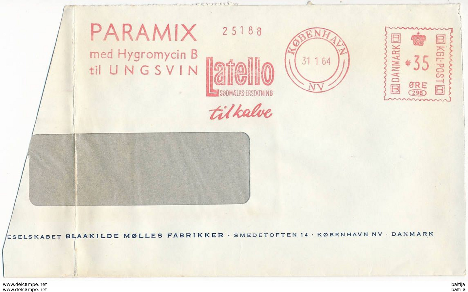 EMA Meter Slogan Cover Hasler / Paramix, Hygromycin B, Latello, Farming - 31 January 1964 København NV - Lettres & Documents