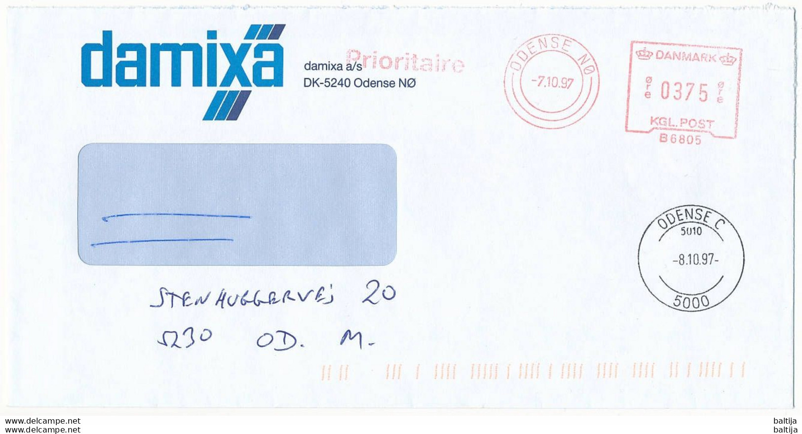 EMA Meter Slogan Cover Hasler / Damixa - 7 October 1997 Odense NØ - Cartas & Documentos