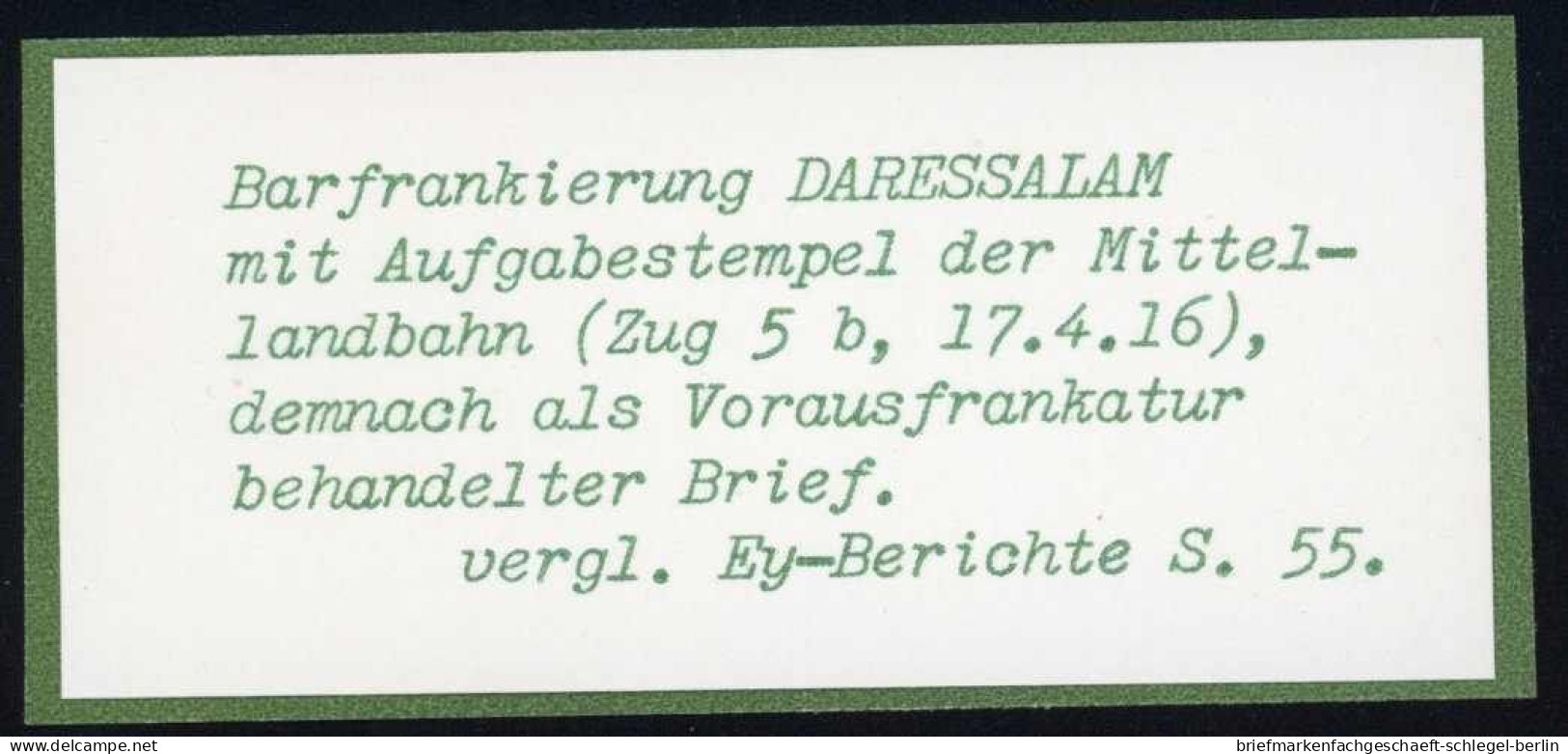 Deutsche Kolonien Deutsch Ostafrika Barfrankierungsstempel, Brief - Ehemalige Dt. Kolonien