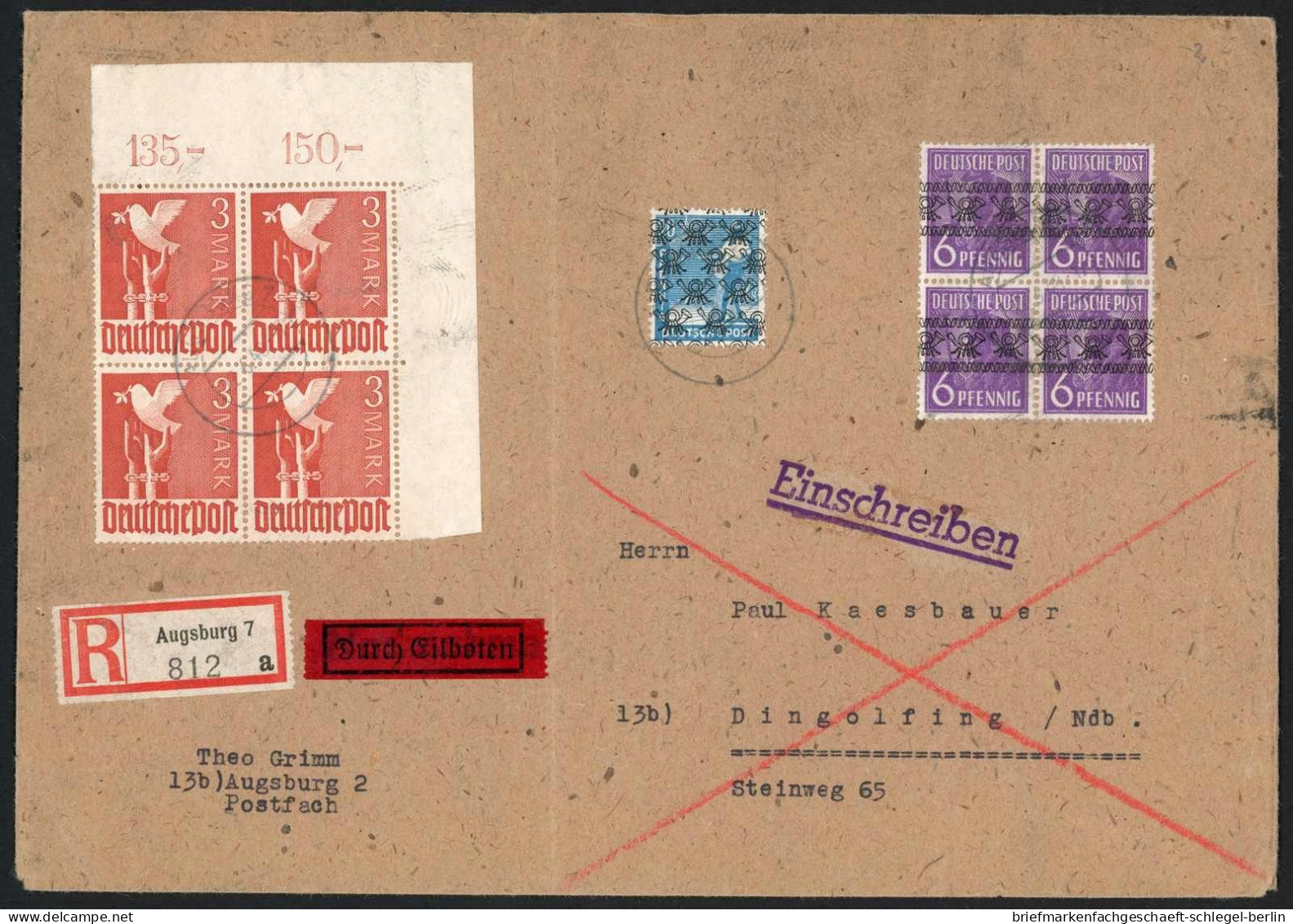 Amerik.+Brit. Zone (Bizone), 1948, 961(4), 37 I(4) + 43 II, Brief - Brieven En Documenten