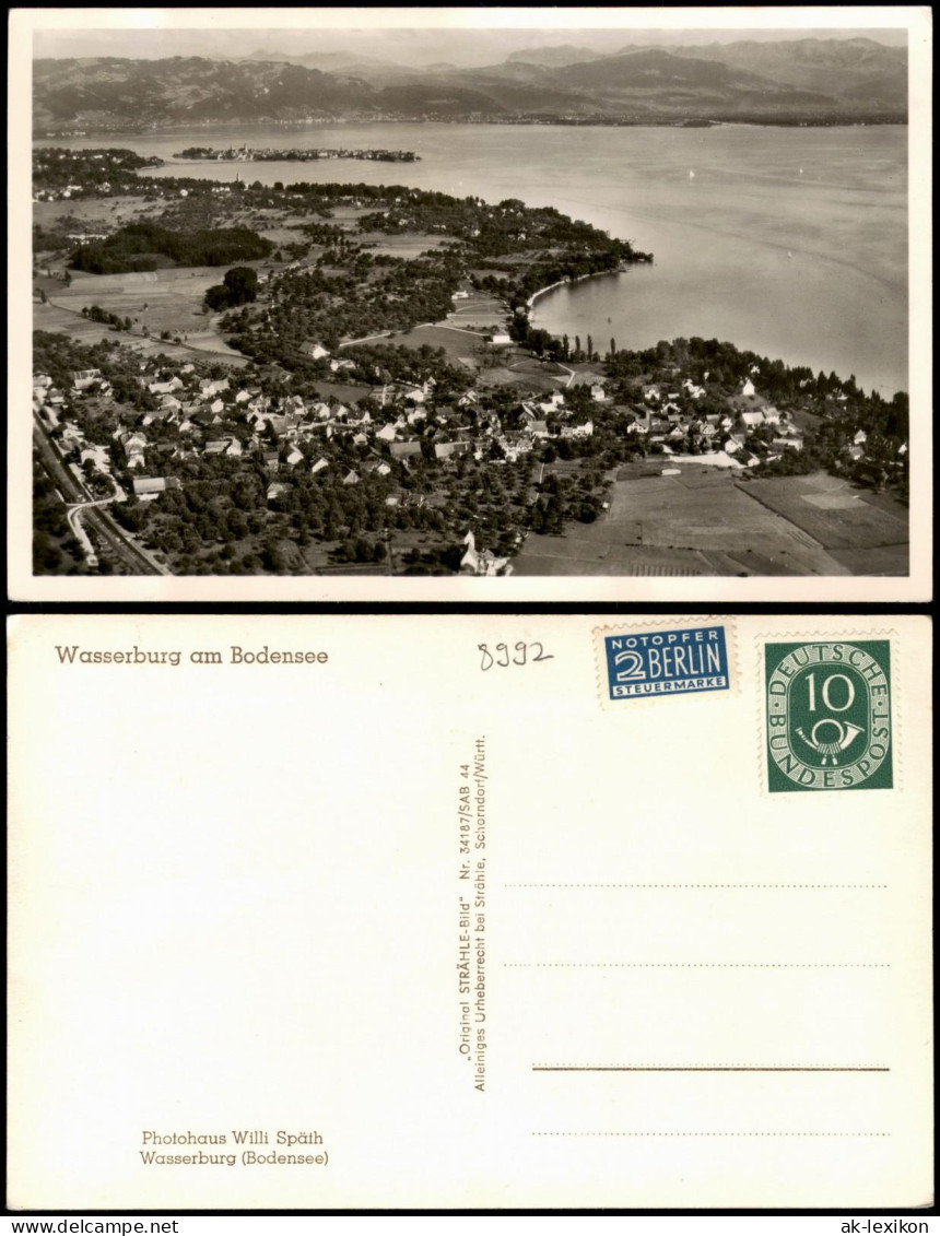 Ansichtskarte Wasserburg Am Bodensee Luftbild Bodenseee Vom Flugzeug Aus 1955 - Wasserburg (Bodensee)