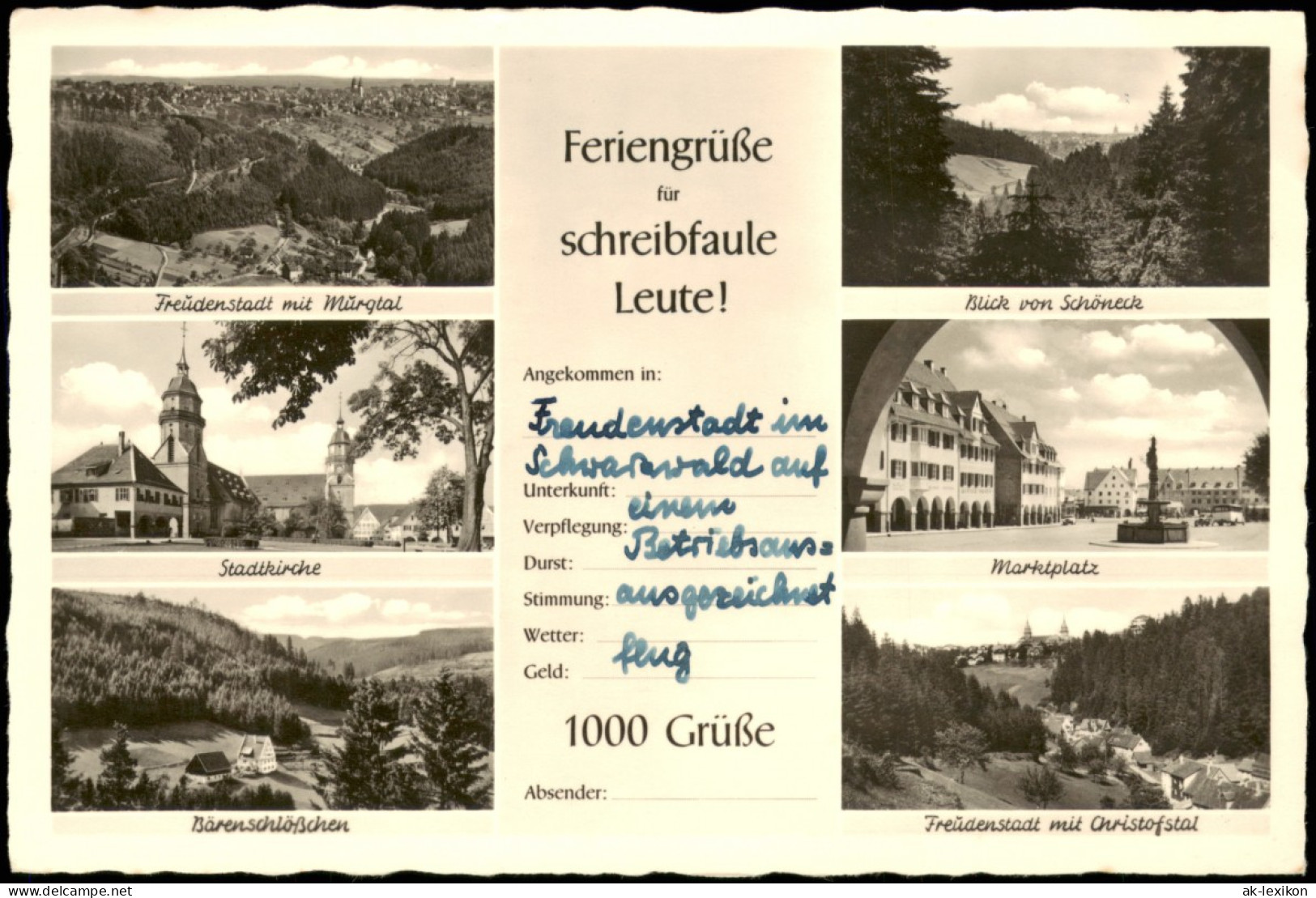 Freudenstadt Mehrbildkarte Feriengrüsse Für Schreibfaule Leute 1955 - Freudenstadt