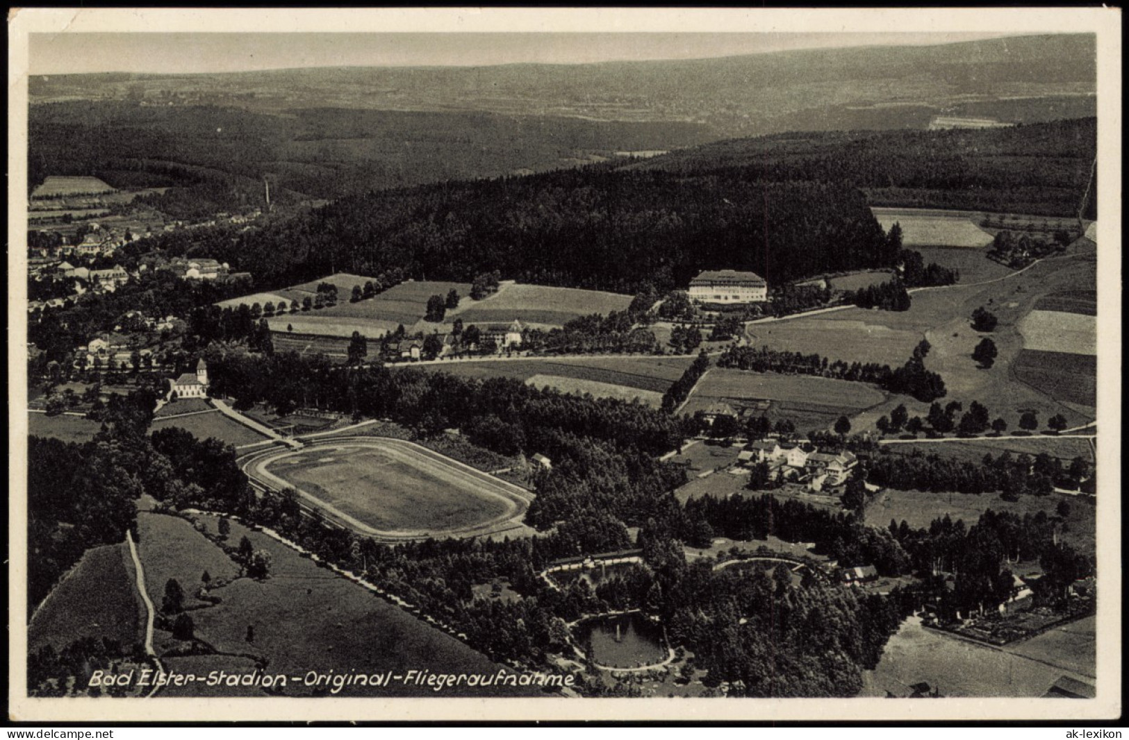 Ansichtskarte Bad Elster Luftbild Stadt, Stadion 1937 - Bad Elster